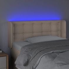 Vidaxl LED posteljno vzglavje kapučino 93x16x78/88 cm umetno usnje