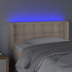 Vidaxl LED posteljno vzglavje kapučino 83x16x78/88 cm umetno usnje