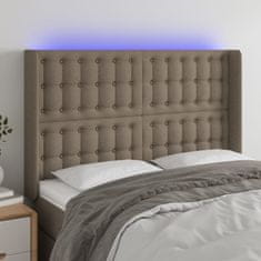 shumee vidaXL LED posteljno vzglavje taupe 147x16x118/128 cm blago