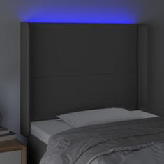 Vidaxl LED posteljno vzglavje sivo 103x16x118/128 cm umetno usnje