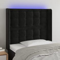 Vidaxl LED posteljno vzglavje črno 103x16x118/128 cm žamet