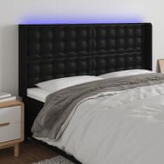 Vidaxl LED posteljno vzglavje črno 147x16x118/128 cm umetno usnje