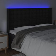 Vidaxl LED posteljno vzglavje črno 147x16x118/128 cm umetno usnje