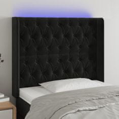 Vidaxl LED posteljno vzglavje črno 103x16x118/128 cm žamet