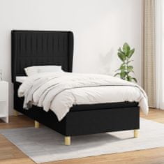 Vidaxl Box spring postelja z vzmetnico črna 90x200 cm blago