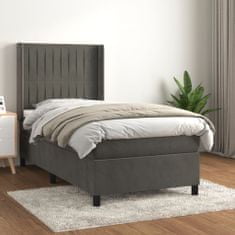 Vidaxl Box spring postelja z vzmetnico temno siva 80x200 cm žamet