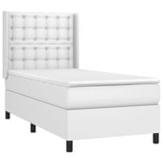 Vidaxl Box spring postelja z vzmetnico LED bel 100x200 cm umetno usnje