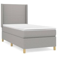 Vidaxl Box spring postelja z vzmetnico svetlo siva 90x190 cm blago