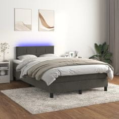 Vidaxl Box spring postelja z vzmetnico LED temno siva 120x200 cm žamet