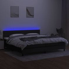 Vidaxl Box spring postelja z vzmetnico LED črna 200x200 cm blago