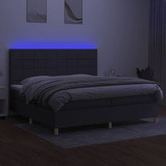 Vidaxl Box spring postelja z vzmetnico LED temno siva 200x200 cm blago