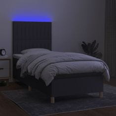 Vidaxl Box spring postelja z vzmetnico LED temno siva 80x200 cm blago