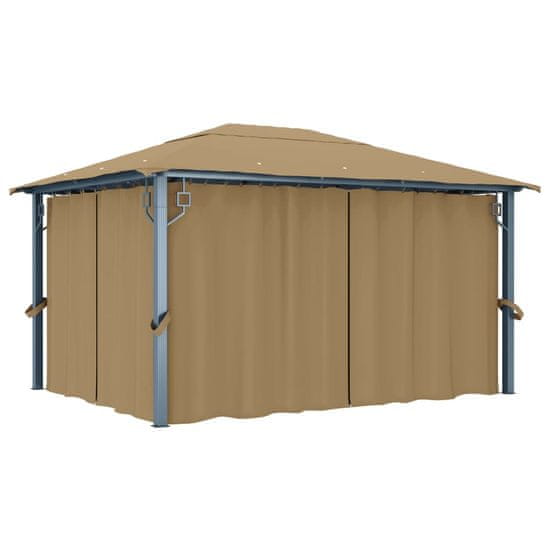 Vidaxl Paviljon z zaveso 400x300 cm taupe aluminij