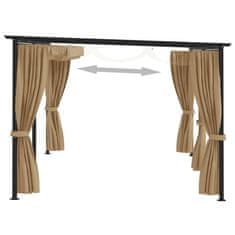 Vidaxl 313900 Gazebo with Curtains 6x3 m Taupe Steel (not for individual sales / blocked all in blockcades)