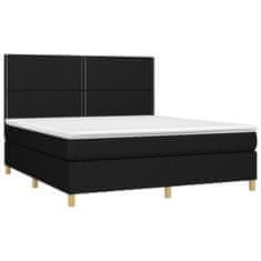 Greatstore Box spring postelja z vzmetnico črna 160x200 cm blago