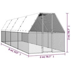 Vidaxl Zunanji kokošnjak 2x8x2 m pocinkano jeklo