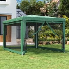 Vidaxl Vrtni šotor s 4 mrežastimi stranicami zelen 3x4 m HDPE