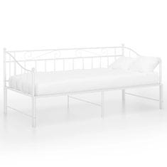 Vidaxl Izvlečni posteljni okvir bel iz kovine 90x200 cm