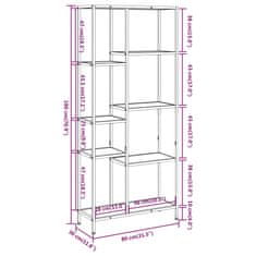 Vidaxl Knjižni regal 80x30x180 cm jeklo in inženirski les