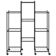 Vidaxl Stojalo za rože s kolesi 83x25x103,5 cm črno železo