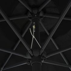 Greatstore Senčnik z LED lučkami in aluminijastim drogom 270 cm črn