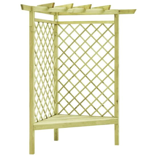 Vidaxl Kotna pergola s klopjo 130x130x197 cm impregnirana borovina