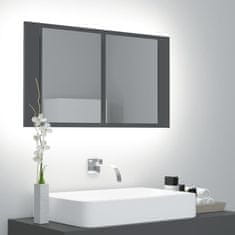 Vidaxl LED kopalniška omarica z ogledalom siva 80x12x45 cm