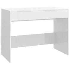 Vidaxl Pisalna miza visok sijaj bela 101x50x76,5 cm iverna plošča