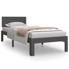 shumee Okvir za posteljo, siv, borov les, 75x190 cm, 2FT6, enojni
