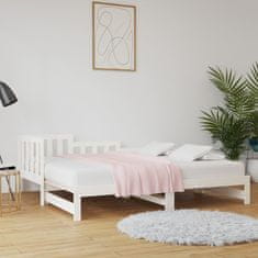 Vidaxl Izvlečna dnevna postelja bela 2x(90x190) cm trdna borovina