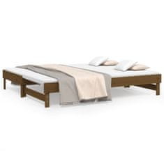 Vidaxl Izvlečna dnevna postelja medeno rjava 2x(100x200) cm borovina
