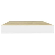 Vidaxl Stenske police 2 kosa barva hrasta in bela 50x23x3,8 cm MDF