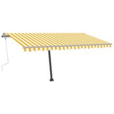 Vidaxl Ročno zložljiva tenda z LED lučkami 450x350 cm rumena in bela