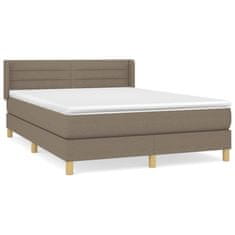 Vidaxl Box spring postelja z vzmetnico taupe 140x190 cm blago