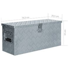 Vidaxl Skrinja iz aluminija 76,5x26,5x33 cm srebrne barve