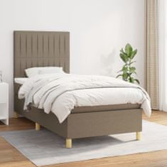 Vidaxl Box spring postelja z vzmetnico taupe 90x200 cm blago