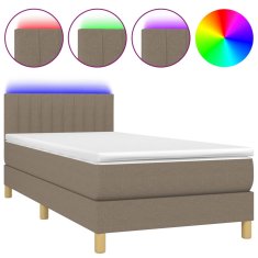 Vidaxl Box spring postelja z vzmetnico LED taupe 90x200 cm blago