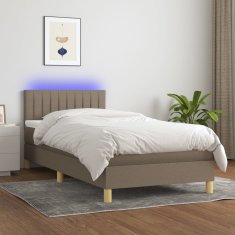 Vidaxl Box spring postelja z vzmetnico LED taupe 90x200 cm blago