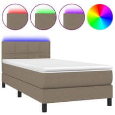 Vidaxl Box spring postelja z vzmetnico LED taupe 80x200 cm blago