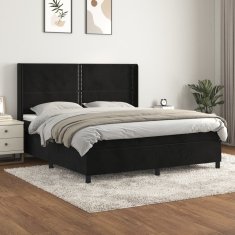 Vidaxl Box spring postelja z vzmetnico črna 160x200 cm žamet