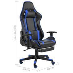 Vidaxl Vrtljiv gaming stol z naslonjalom za noge moder PVC