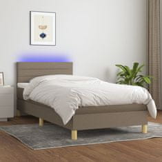 Vidaxl Box spring postelja z vzmetnico LED taupe 100x200 cm blago