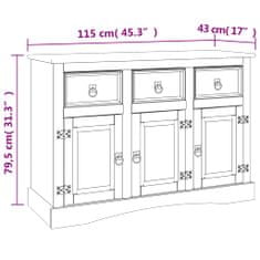 Vidaxl Komoda Corona 115x43x79,5 cm trdna mehiška borovina