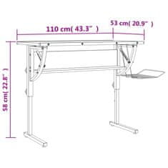 Vidaxl Delovna miza črna in siva 110x53x(58-87) cm inžen. les in jeklo