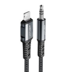 slomart acefast avdio kabel mfi lightning - 3,5 mm mini jack (moški) 1,2 m, aux siv (c1-06 deep space gray)