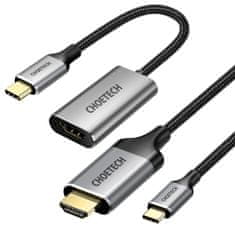 Choetech Adapter HUB USB Type C - HDMI 2.0 + kabel HDMI 2 m sive barve