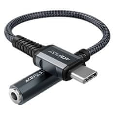 slomart acefast avdio kabel usb tip c - 3,5 mm mini jack (ženski) 18 cm, dac, aux siva (c1-07 deep space gray)