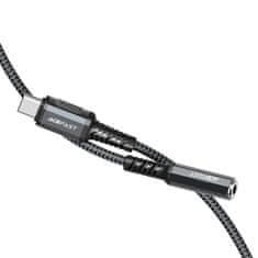 slomart acefast avdio kabel usb tip c - 3,5 mm mini jack (ženski) 18 cm, dac, aux siva (c1-07 deep space gray)