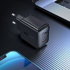 AceFast GaN USB-C 30W PD QC 3.0 AFC FCP omrežni polnilec bele barve