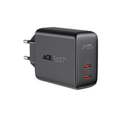 AceFast Polnilec 2x USB-C 40W PPS PD QC 3.0 AFC FCP črn